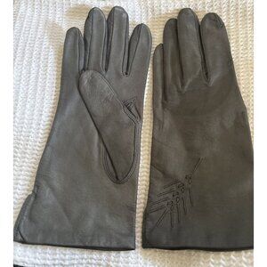 Fownes Women's Leather Gloves Size 7 Grey WPL 9522 Acrylic Lining Vintage EUC